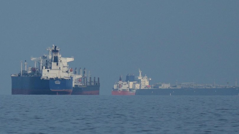 Cargo ships in the Strait of Hormuz. 