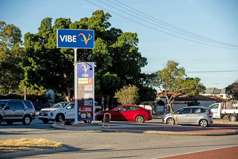 Lines for fuel at VIBE in Nollamara on Tuesday.
