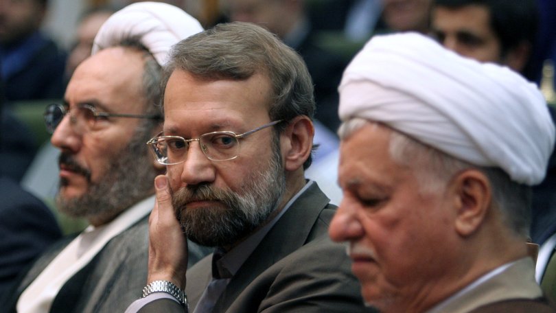 Iran's top nuclear negotiator, Ali Larijani, centre, who was also Iran's Sercretary of the Supreme National Security Council. 
