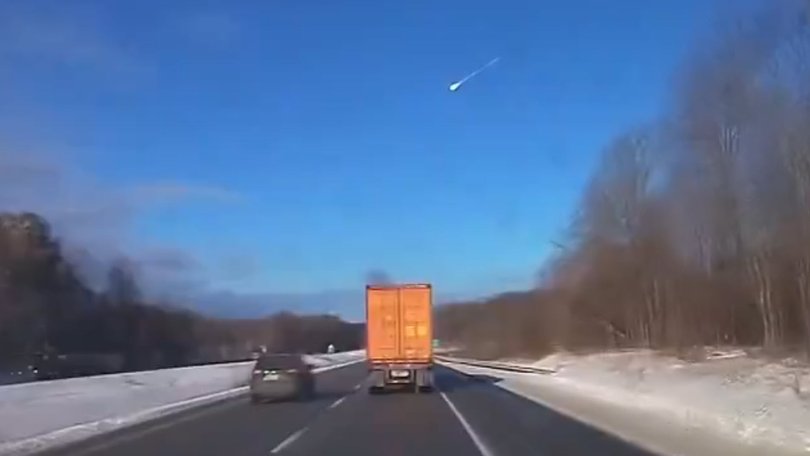 Dashcam captured the daytime meteor.