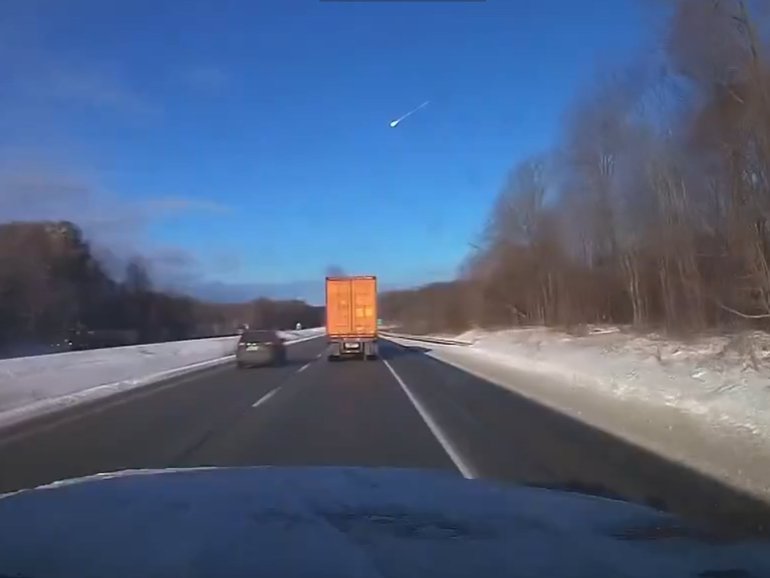 Dashcam captured the daytime meteor.