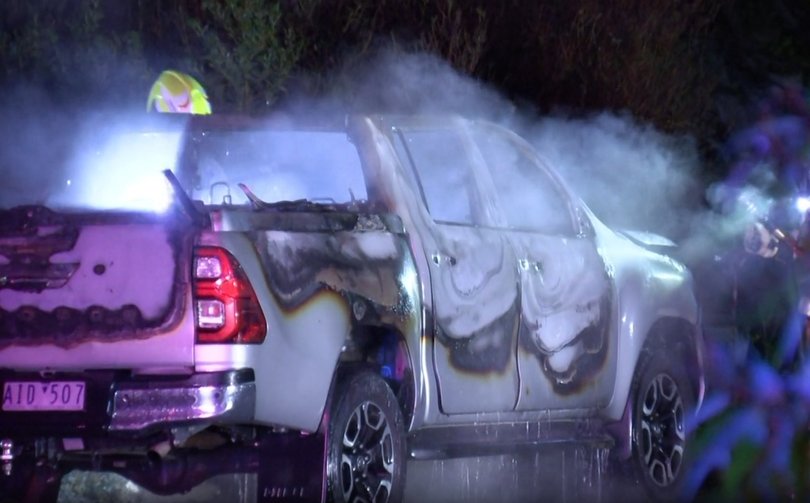 A getaway car was found burnt out nearby.