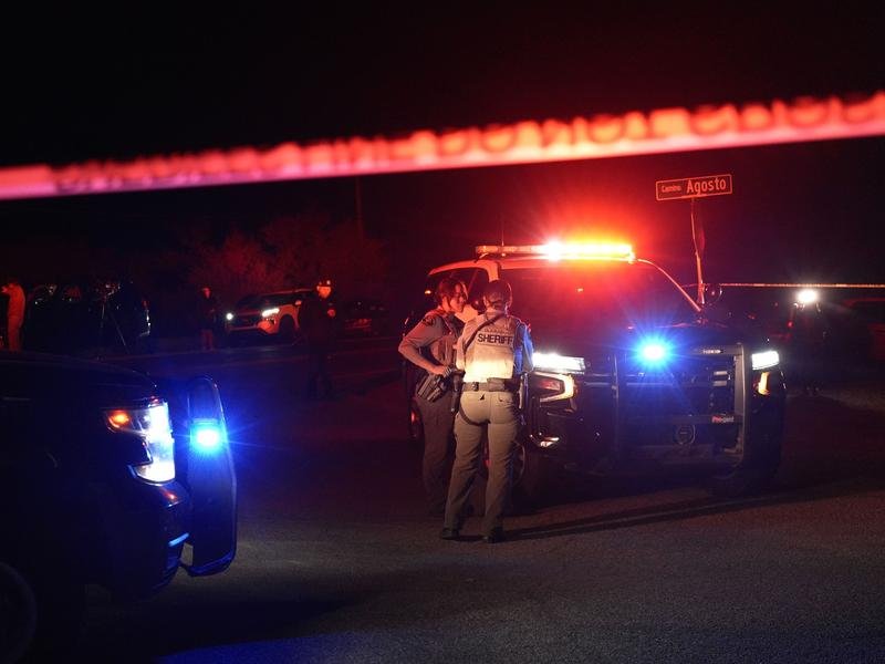 A roadblock has been set up about three kilometres from Nancy Guthrie's house. (AP PHOTO)