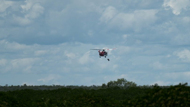 A major emergency response is underway after a light plane crashed in Broome’s Roebuck Bay. Picture: Cain Andrews