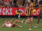 Tom McCartin gave away a crucial free kick and 50m penalty against Hawthorn.