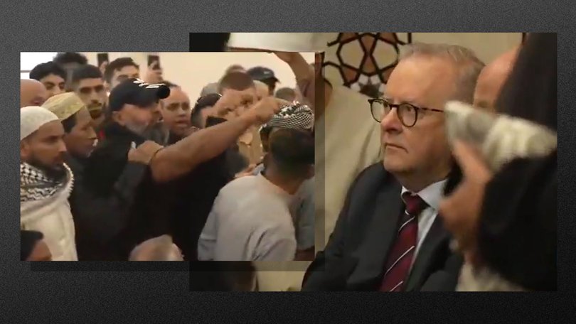 Australia's Prime Minister and Home Affairs Minister have made an abrupt exit from a mosque southwest of Sydney after they were heckled. 