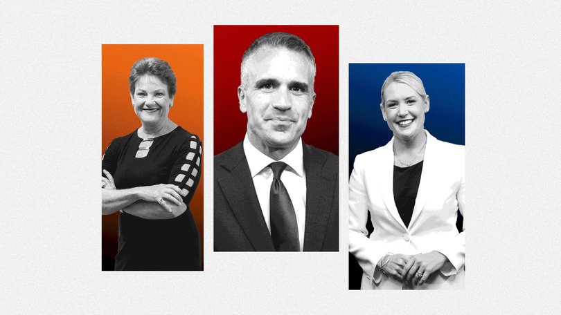 Left to right: Pauline Hanson, Peter Malinauskas and Ashton Hurn.