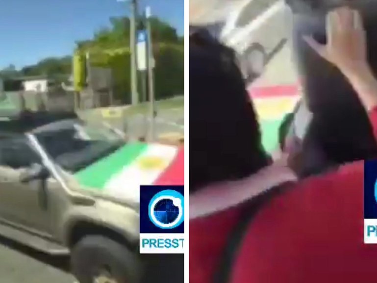 A video shared by Iranian State TV shows the ute allegedly ramming into the bus. 