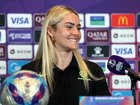 Ellie Carpenter of the Australian Matildas speaks to the media during a press conference.