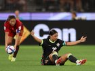 PERTH, AUSTRALIA - MARCH 17: Sam Kerr of Australia sits on the floor and gestures in frustration during the AFC Women's Asian Cup Australia 2026 Semi Final match between Australia Matildas and China PR at Perth Stadium on March 17, 2026 in Perth, Australia. (Photo by Janelle St Pierre/Getty Images)
