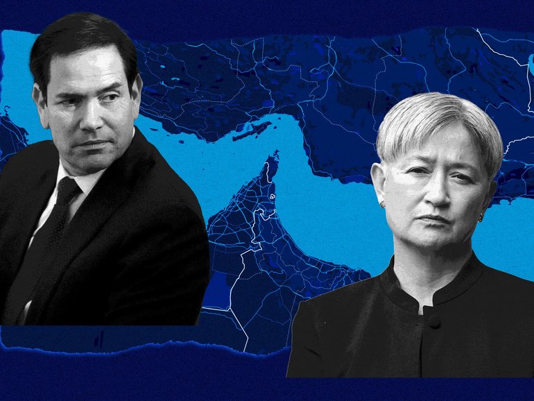 Call for COVID-level fuel measures as Albanese defends response to Iran war against ‘out of step’ claims after Australia is ‘glaringly absent’ from Strait of Hormuz pact.