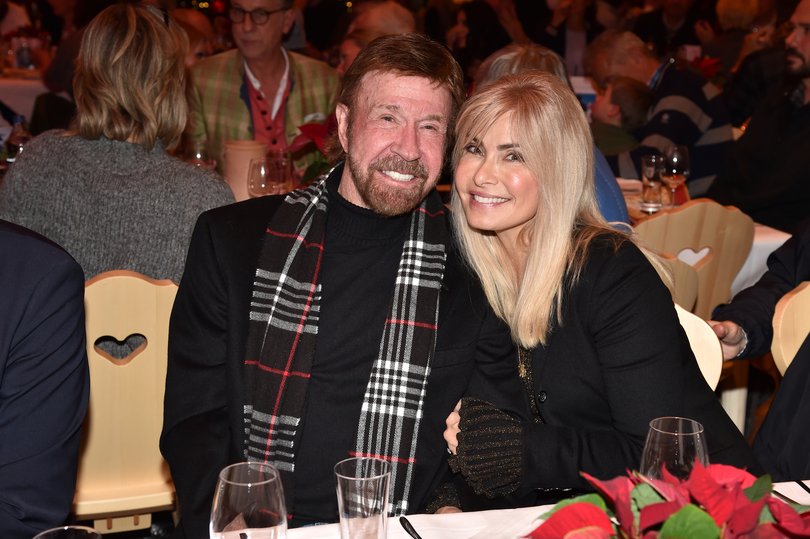 Actor Chuck Norris and wife Gena O'Kelley during the Gut Aiderbichl Christmas Market opening on November 12, 2019 in Henndorf am Wallersee, Austria.