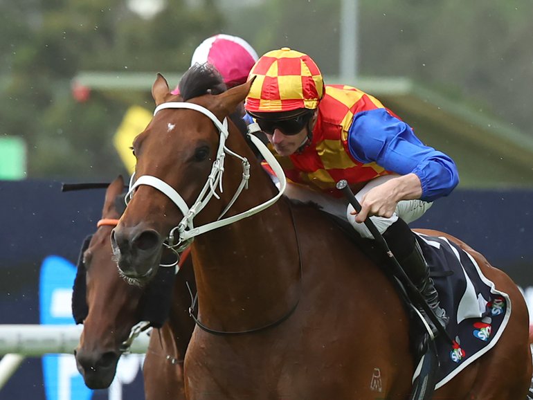 James McDonald riding Autumn Boy win Race 6 Sky Racing Rosehill Guineas during Sydney Racing at Rosehill Gardens.