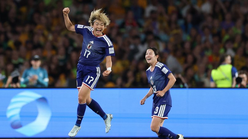 Maika Hamano of Japan celebrates scoring a goal.