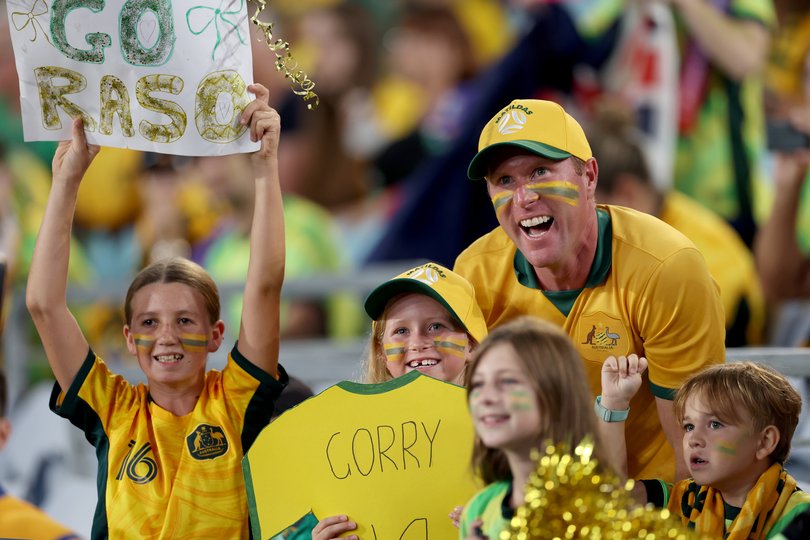SYDNEY, AUSTRALIA - MARCH 21: Matildas fans show their support ahead of the AFC Women's Asian Cup Australia 2026 match between Australia Matildas and Japan at Stadium Australia on March 21, 2026 in Sydney, Australia. (Photo by Cameron Spencer/Getty Images)