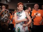 One Nation leader Senator Pauline Hanson with supporters at the One Nation South Australian election night event at the Kent Town Hotel, SA. 