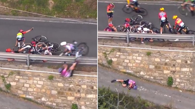 Debora Silvestri landed head-first on the road below the guardrail.