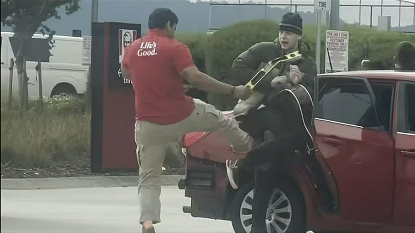 The victim used a spirit level to get back at his attackers.