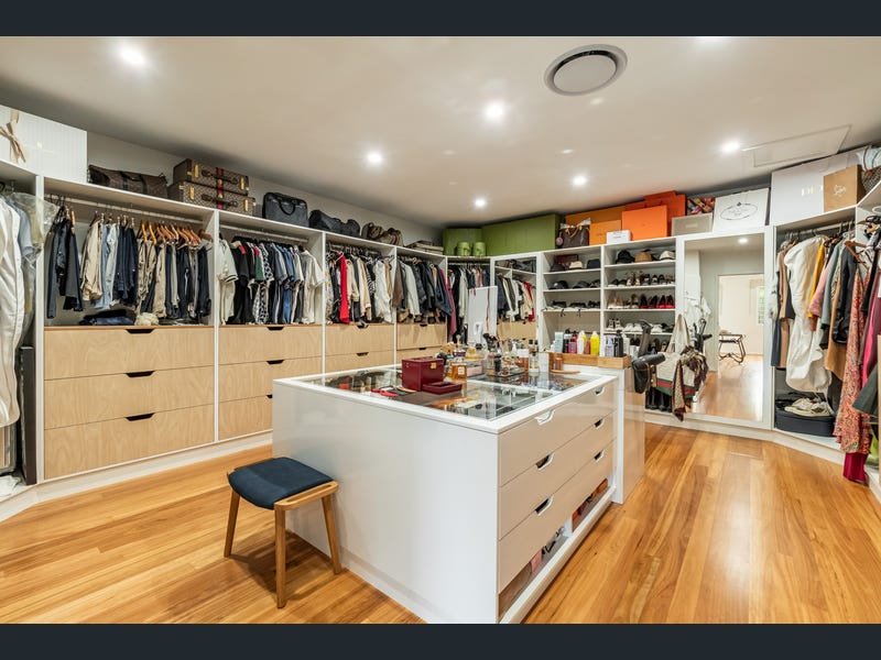 Michele Bullock's walk-in wardrobe at her new Yamba holiday home.