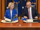 Prime Minister Anthony Albanese MP and the President of the European Commission, Ursula von der Leyen, sign a trade agreement between Australia and the European Union.
