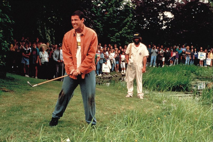 A scene from the Happy Gilmore movie starring Adam Sandler.