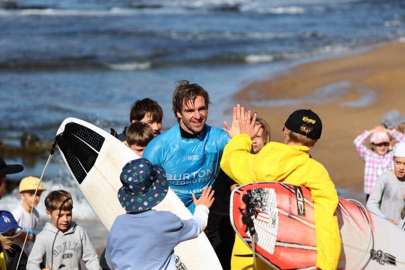 Newcastle's Ryan Callinan after his quarter final victory in the Surfest Finals at Merewether Beach in 2025. Picture Peter Lorimer