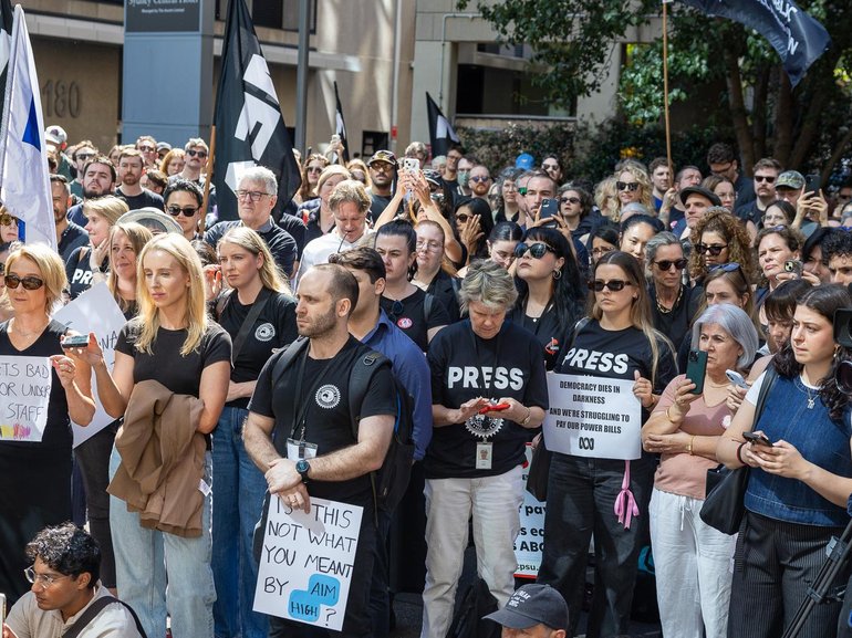 Hundreds of ABC staff downed tools on Wednesday morning. NewsWire / Thomas Lisson