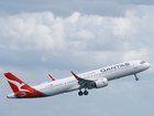 A Qantas plane taking off in Sydney.