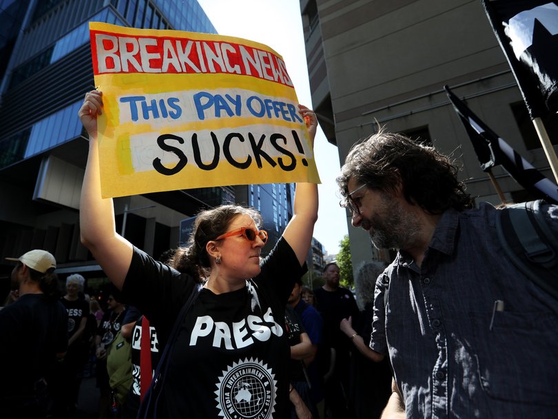 ABC staff walk off the job on Wednesday.