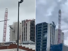 Crane collapses onto NSW Central West Dubbo apartment block during wild winds