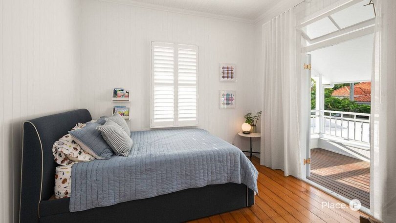 Two of the upstairs bedrooms open out onto the wraparound balcony. Pic: Place.