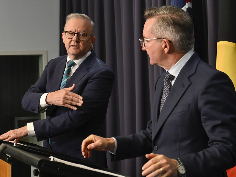 Prime Minister Anthony Albanese and Minister for Climate Change and Energy Chris Bowen hold an fuel security press conference on Friday.