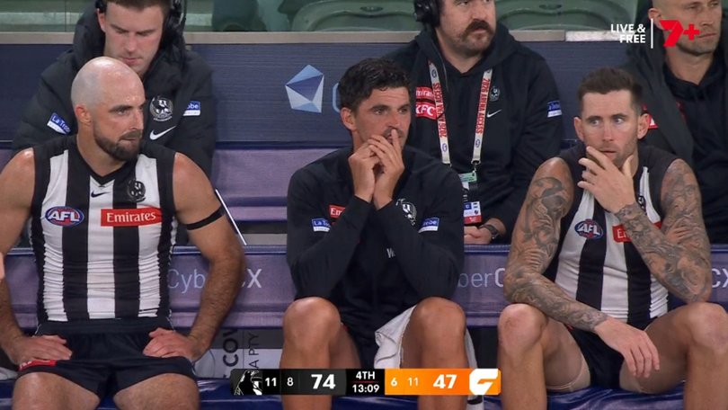 Scott Pendlebury came off the ground with Achilles tightness. 