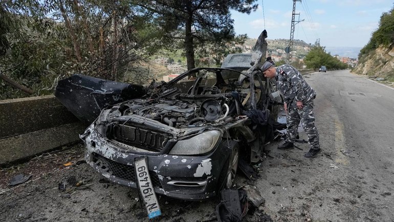 Three media workers were reportedly inside a car in Lebanon when it was struck in an Israeli attack. (AP PHOTO)