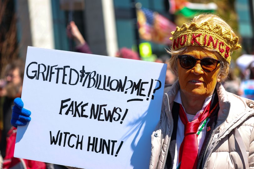 Protesters gather in Southeast Area and take part in rally and march on March 28, 2026 in Washington, DC. (Photo by Tasos Katopodis/Getty Images)