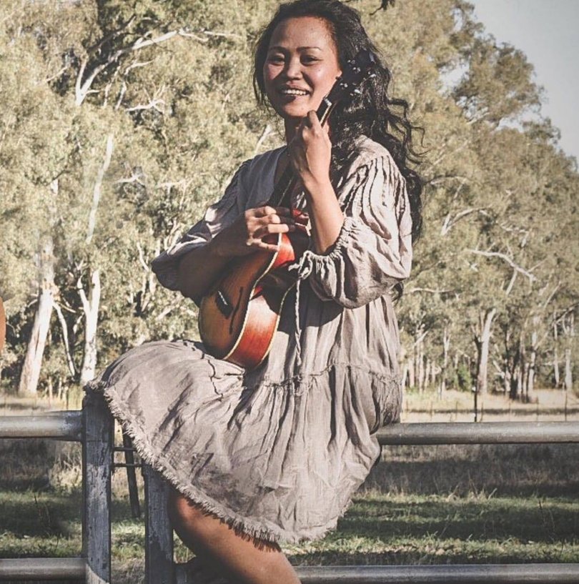 Dezi Freeman’s wife, Mali Freeman, (pictured, 42), and a 15-year-old boy were arrested at a Porepunkah property.