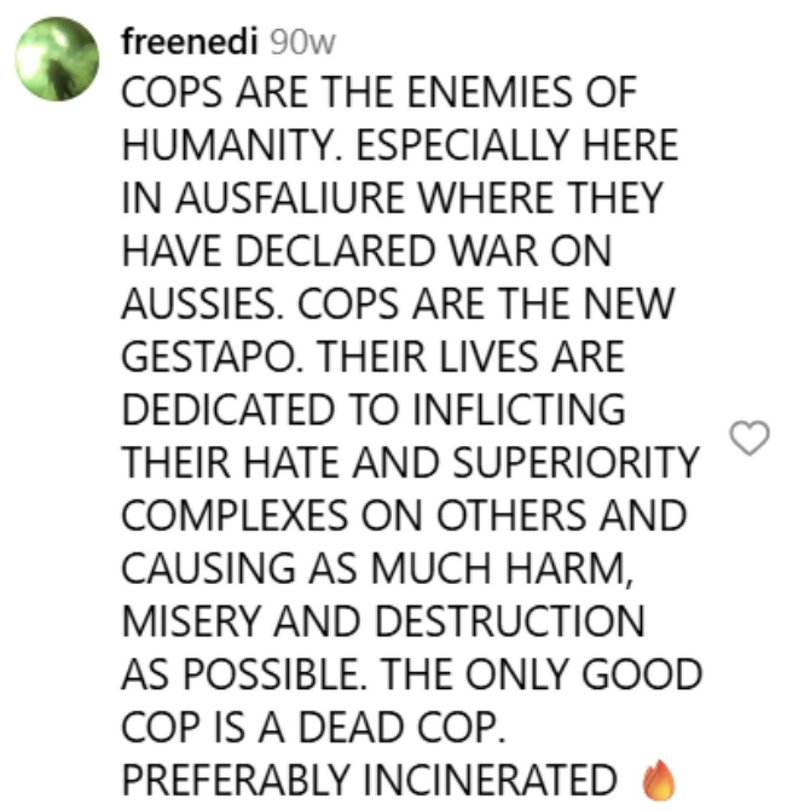 Dezi Freeman’s views posted on Instagram.