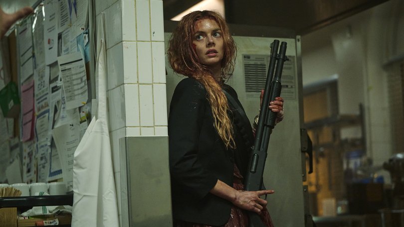 Samara Weaving in Ready Or Not 2: Here I Come.