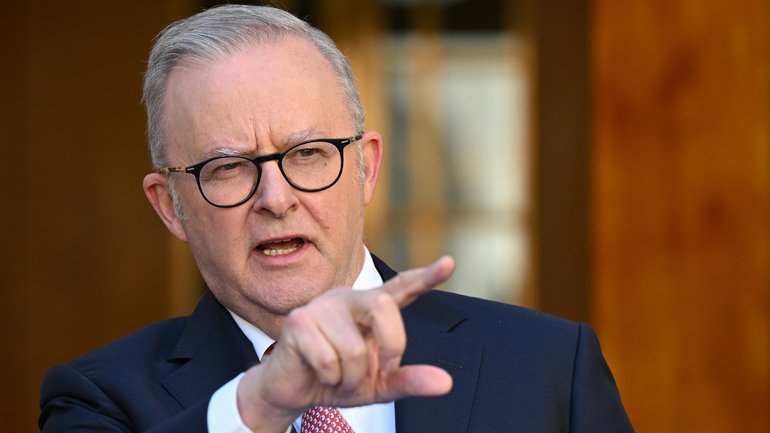 Australian Prime Minister Anthony Albanese speaks to the media during a press conference at Parliament House in Canberra, Monday, 30 March, 2026.