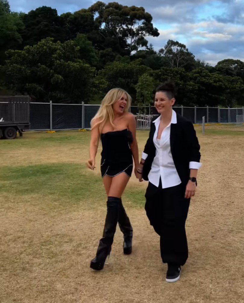 Natalie Bassingthwaighte with her partner Pip Loth.