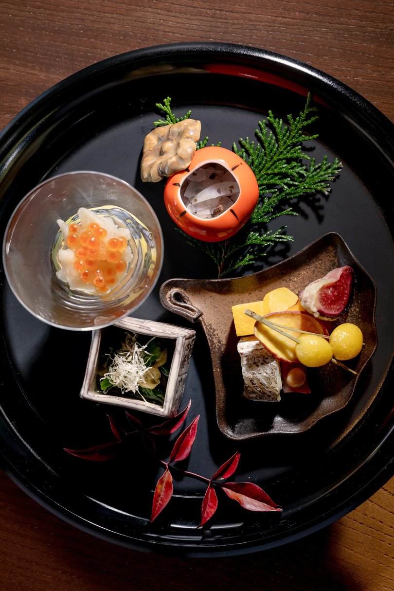 The kaiseki cuisine leans into local ingredients, showcasing mountain vegetables, pristine seafood, wasabi grown in spring water on site.