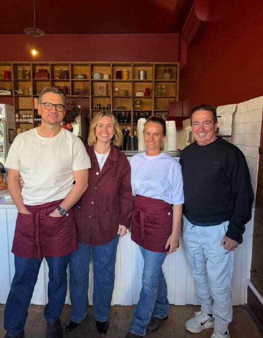 Edwina Bartholomew and her husband Neil Varcore at their new cafe, The Village Grocer. Picture Facebook