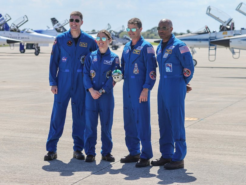 Mission specialist Jeremy Hansen of Canadian Space Agency and NASA’s mission specialist Christina Koch, commander Reid Wiseman and pilot Victor Glover.