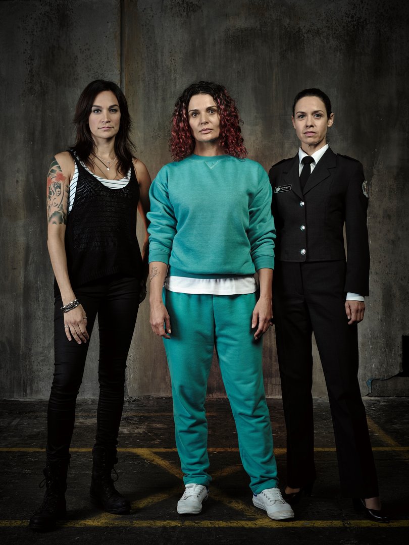 Nicole Da Silva, Danielle Cormack and Kate Atkinson in Wentworth.