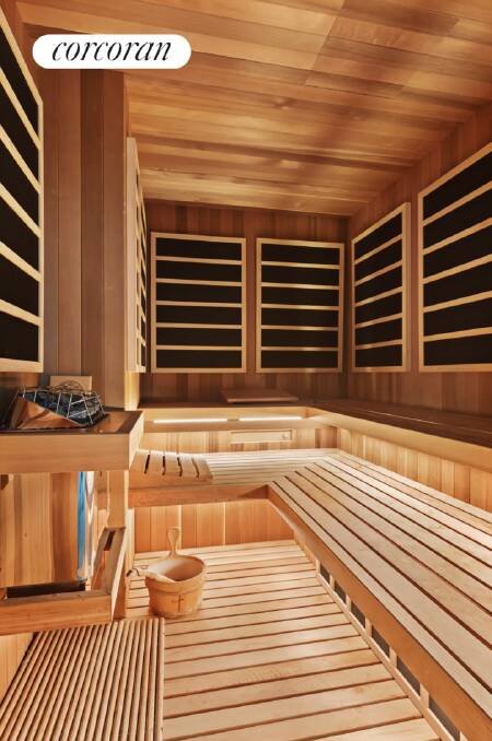 A sauna is located on the floor with the primary bedroom. Pic: Corcoran.