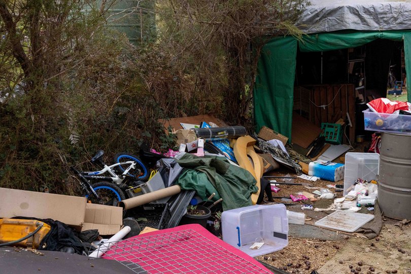 The site where fugitive Dezi Freeman lived near Porepunkah, Victoria.