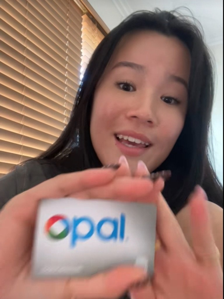 The enraged university student claims she was fined a hefty $200 dollars by Transport NSW officers despite having the right concession documentation for her public transport trip. Picture: TikTok