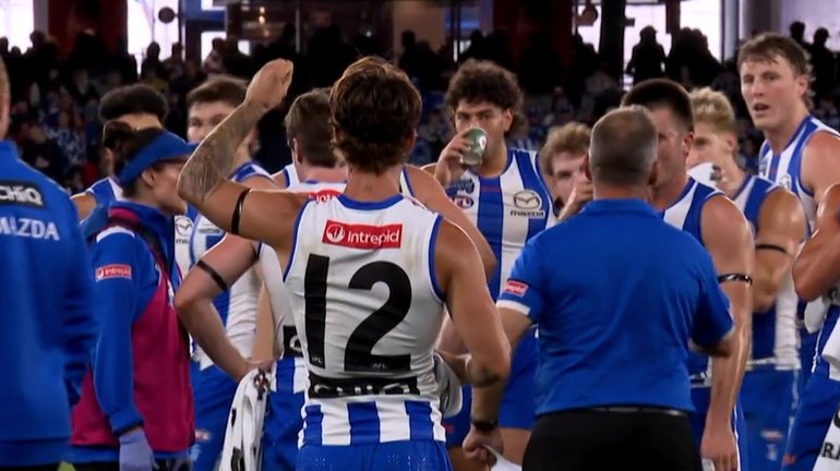 Alastair Clarkson confronts Colby McKercher during the Good Friday clash with Carlton.