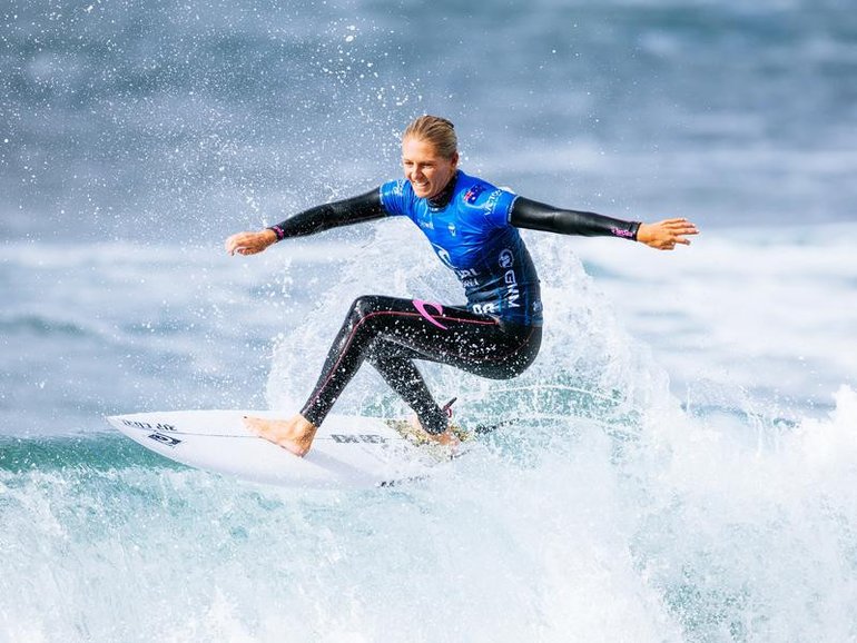 Stephanie Gilmore's return to full-time competition ended in a first-round loss at Bells Beach. (HANDOUT/World Surf League)