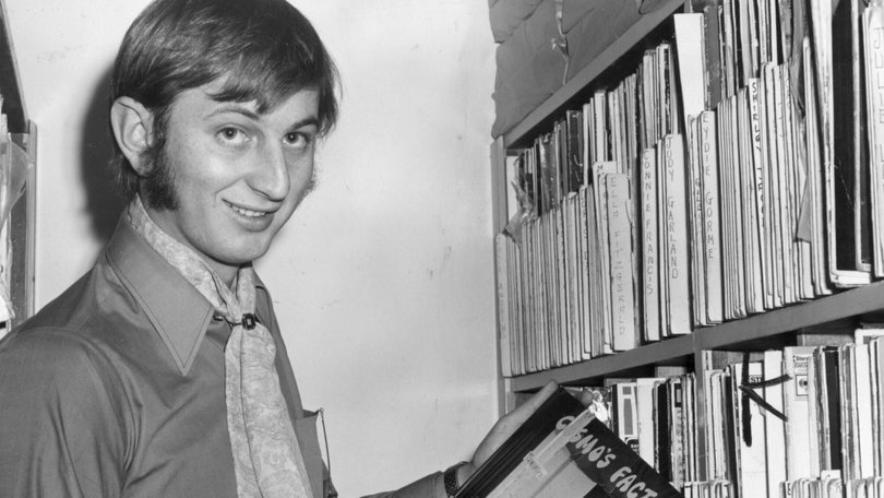 TV presenter sports commentator Dennis Cometti in record library as a young man, one month after his passing he will be honoured with a WA State Memorial. Picture: Supplied